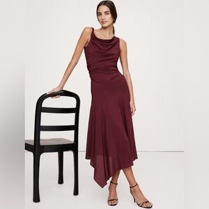 NWT! Banana Republic Red Cherry Jam Crepe Twist-Shoulder Dress ⭐️